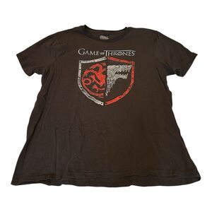 Official Game of Thrones HBO Targaryen & Stark Split Crest Black Tee Shirt 2XL